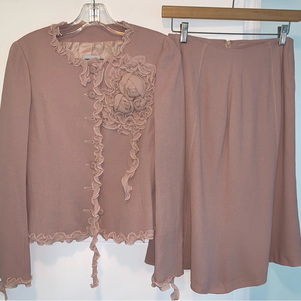 Moschino Cheap Chic Coral Ribbon SUIT Jacket Two Piece 90s Y2K Vintage US 8 - Picture 4 of 11